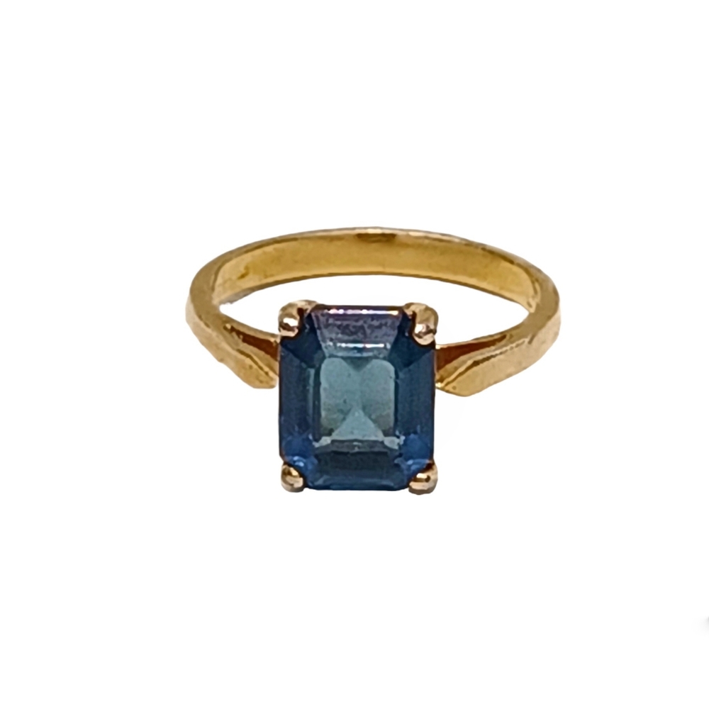 DAC Blue Sapphire and CZ Gold Ring